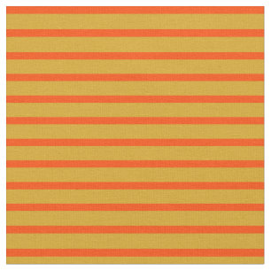 Goldenrode en rood gekleurde strips/linnen patroon stof