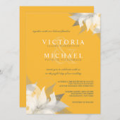 Goldenrode en White Floral Wedding Invitations Kaart (Voorkant / Achterkant)