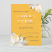 Goldenrode en White Floral Wedding Invitations Kaart (Staand voorkant)
