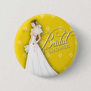 Goldenrode en witte Vrijgezellenfeest Pin Ronde Button 5,7 Cm