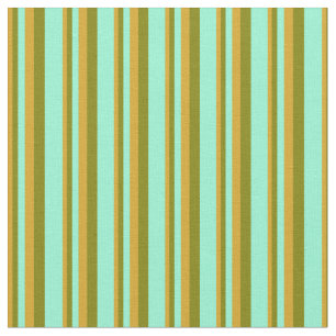 Goldenrode, groen en aquamarine Lines Pattern Stof