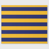 Goldenrode, Navy Blue XL Stripes Pattern V Cadeaupapier (Vlak)