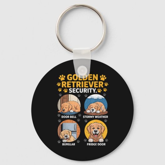 Goldens Tee Golden Retriever Security Funny  Sleutelhanger (Voorkant)