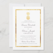 GoldenTropische anananas Gold Wedding Invitations Kaart (Voorkant)