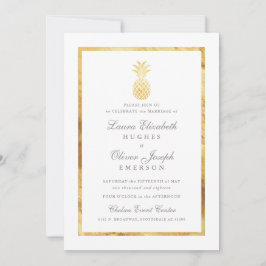 GoldenTropische anananas Gold Wedding Invitations Kaart