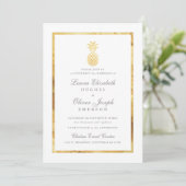 GoldenTropische anananas Gold Wedding Invitations Kaart (Staand voorkant)