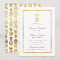 GoldenTropische anananas Gold Wedding Invitations