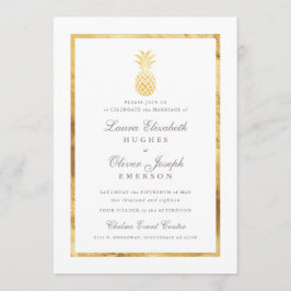 GoldenTropische anananas Gold Wedding Invitations Kaart