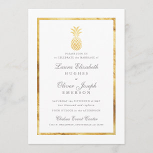 GoldenTropische anananas Gold Wedding Invitations Kaart