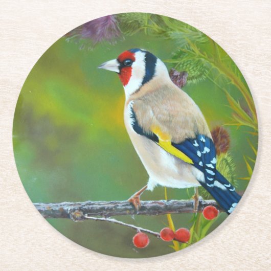 Goldern Finch Coaster Ronde Kartonnen Onderzetter (Voorkant)