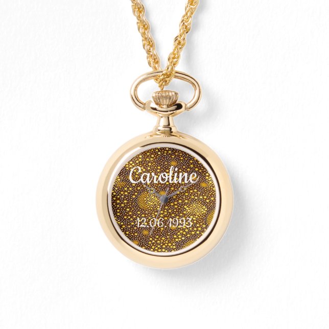 Goldfarbene Punkte Muster Horloge (Voorkant)