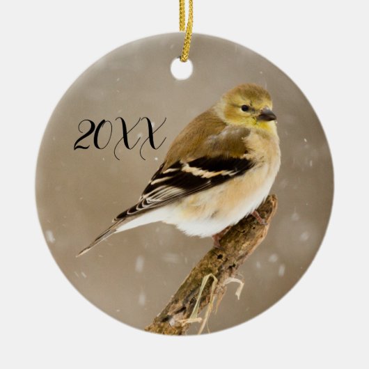 Goldfinch 2023 Kerstmis Keramisch Ornament (Voorkant)