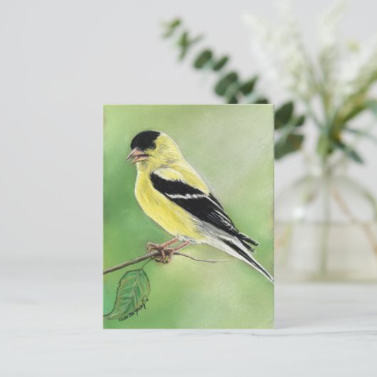 "Goldfinch" Bird Art Briefkaart (Staand voorkant)