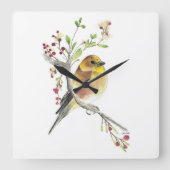 Goldfinch Bird Waterverf Art Vierkante Klok (Voorkant)