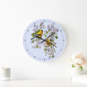 Goldfinch Birds and Flowers Blue Grote Klok (Huis)