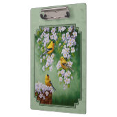 Goldfinch Birds and Flowers Green Klembord (Links)