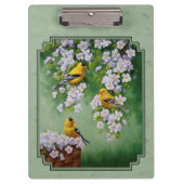 Goldfinch Birds and Flowers Green Klembord (Voorkant)