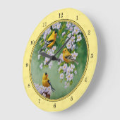 Goldfinch Birds & Apple Blossom Yellow Grote Klok (Hoek)