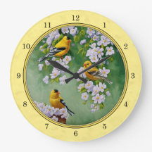 Goldfinch Birds & Apple Blossom Yellow
