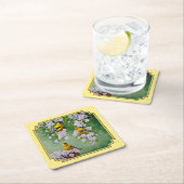 Goldfinch Birds & Apple Blossom Yellow Kartonnen Onderzetters (Insitu)