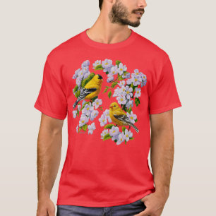 Goldfinch Birds en Apple Blossom Flowers T-shirt