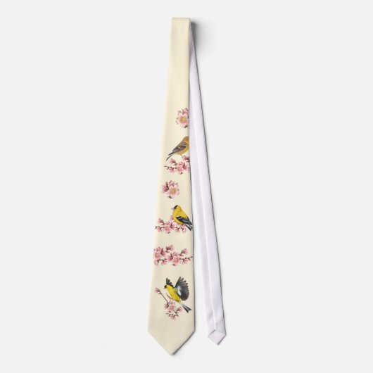 Goldfinch Cherry Blossom Stropdas (Voorkant)