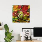 Goldfinch en Autumn Leaves Poster (Thuiskantoor)