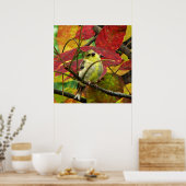 Goldfinch en Autumn Leaves Poster (Keuken)