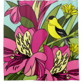 Goldfinch en Bloemen Douchegordijn (Voorkant)