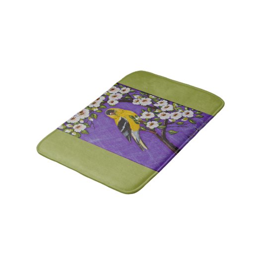 Goldfinch en Blossom Bath Mat (Gekanteld)