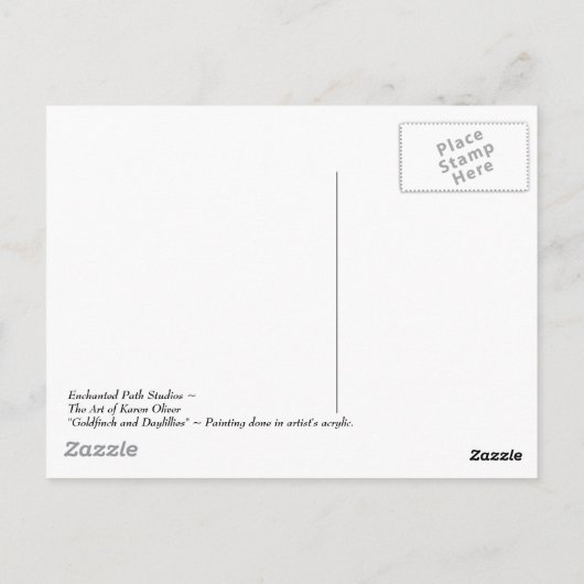 Goldfinch en Daylillies Print Briefkaart (Achterkant)