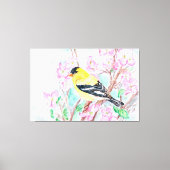 Goldfinch en Dogwood Flowers Canvas Afdruk (Voorkant)