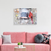 Goldfinch en kardinaal bij feeder canvas afdruk (Insitu (Woonkamer))
