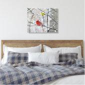 Goldfinch en kardinaal canvas afdruk (Insitu (Slaapkamer))
