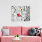 Goldfinch en kardinaal canvas afdruk (Insitu (Woonkamer))