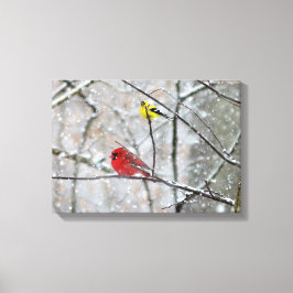 Goldfinch en kardinaal canvas afdruk