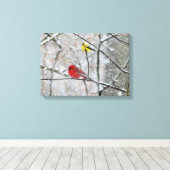 Goldfinch en kardinaal canvas afdruk (Insitu (Houten vloer))