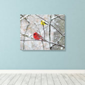 Goldfinch en kardinaal canvas afdruk (Insitu (Houten vloer))