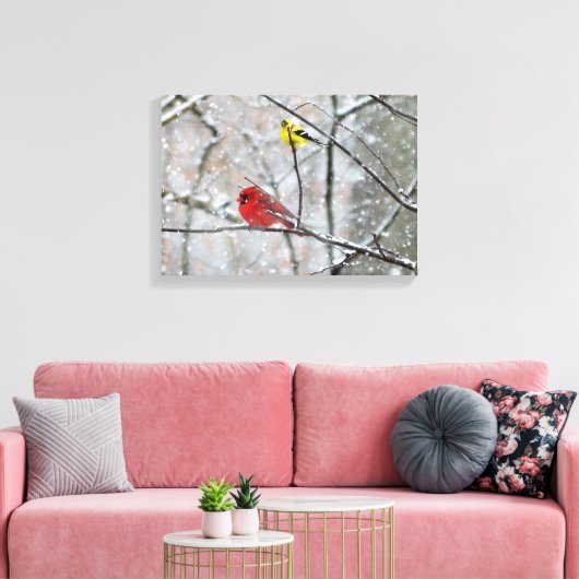 Goldfinch en kardinaal canvas afdruk (Insitu (Woonkamer))