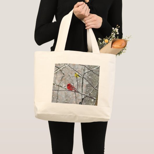 Goldfinch en kardinaal grote tote bag (Voorkant (product))