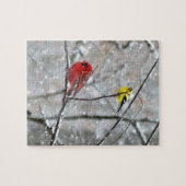 Goldfinch en kardinaal legpuzzel (Horizontaal)
