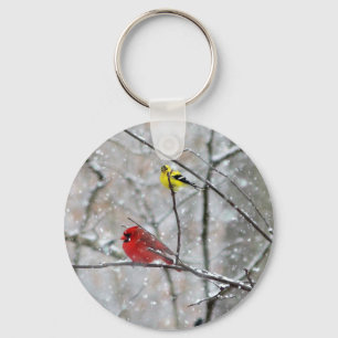 Goldfinch en kardinaal sleutelhanger