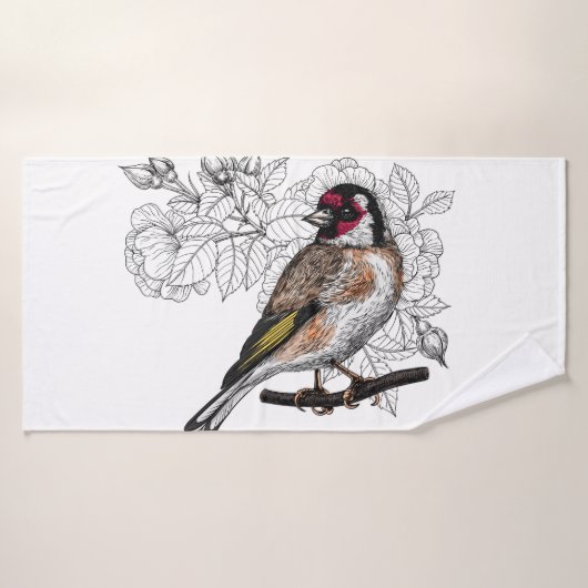 Goldfinch en rozen bad handdoek (Badhanddoek)