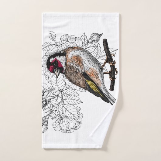 Goldfinch en rozen bad handdoek (Handdoek)