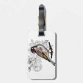 Goldfinch en rozen bagagelabel (Achterkant verticaal)