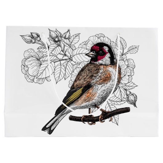 Goldfinch en rozen groot cadeauzakje (Achterkant)
