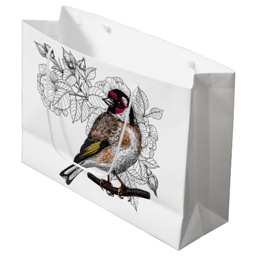 Goldfinch en rozen groot cadeauzakje (Voorkant Gekanteld)