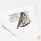 Goldfinch en rozen rechthoekige sticker (Envelop)