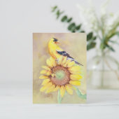 GOLDFINCH EN SUNFLOWER DOOR SHARON SHARPE BRIEFKAART (Staand voorkant)