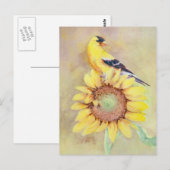 GOLDFINCH EN SUNFLOWER DOOR SHARON SHARPE BRIEFKAART (Voorkant / Achterkant)